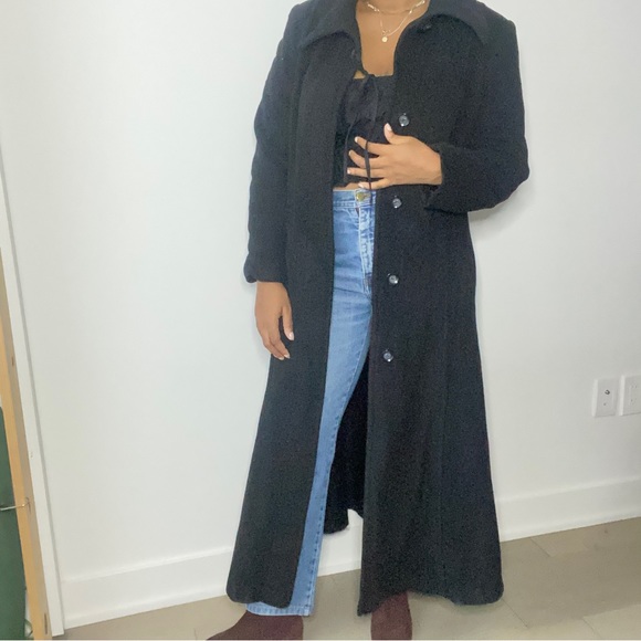 JONES NEW YORK - Cashmere & Wool Warm Timeless Black Long Pea Coat - size 12 - Picture 1 of 16